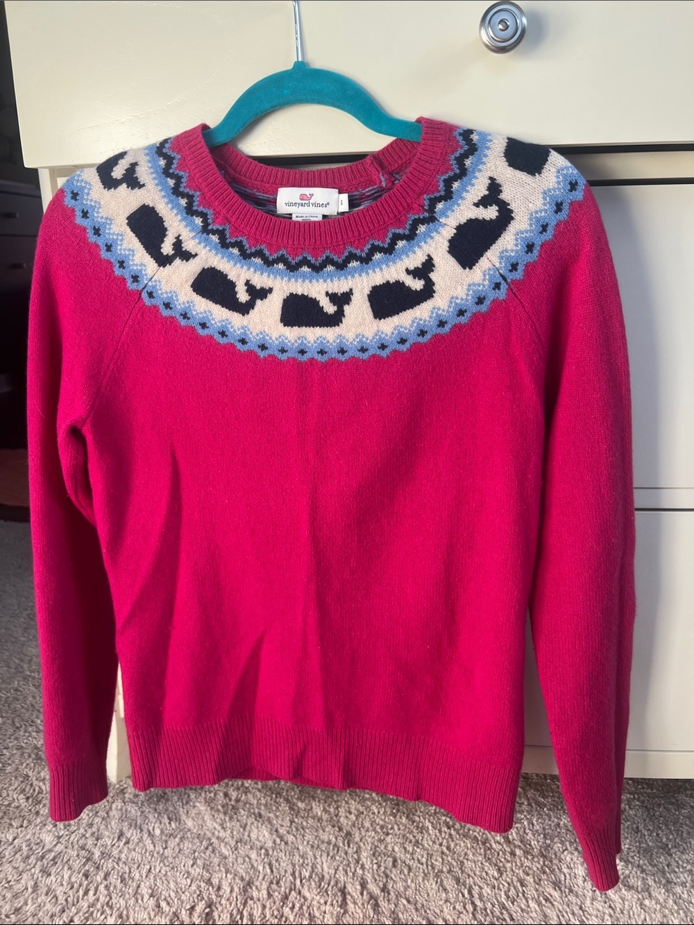 Vineyard Vines wool intarsia whale fair isle  sweater small